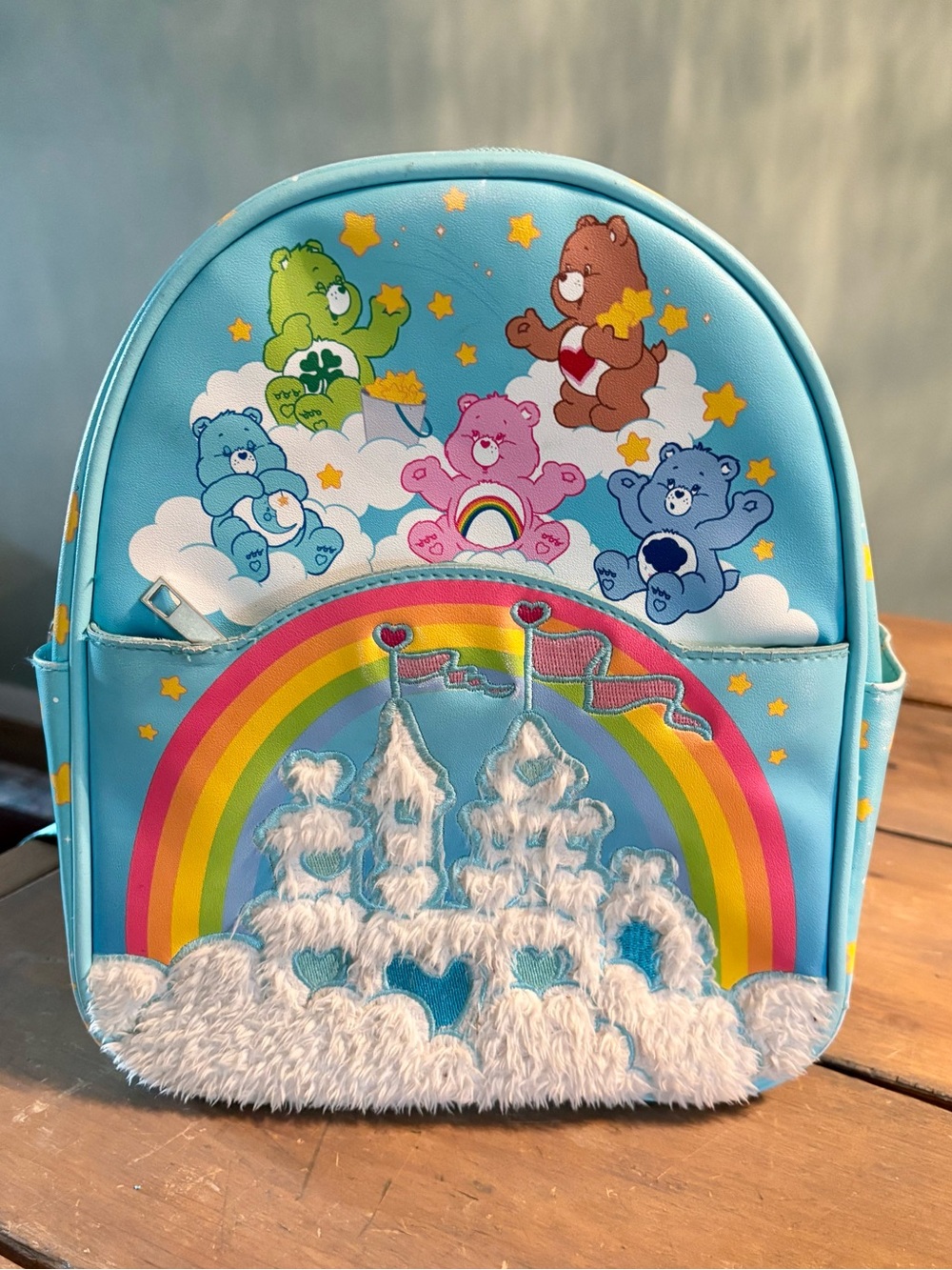 Care Bears Light Blue Rainbow Castle Small Backpack